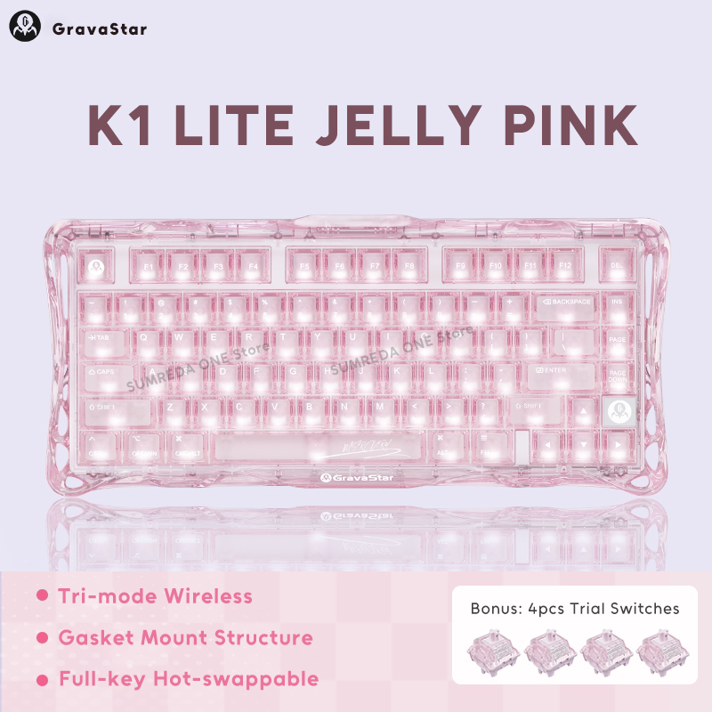 K1 LITE JELLY PINK Mechanical  - Pc Gaming Pink review and price